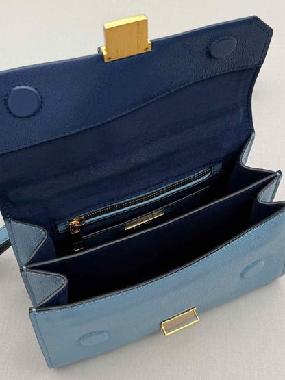 Pre - loved MIU MIU Madras Blue Tapestry Shoulder Bag at Reems Closet