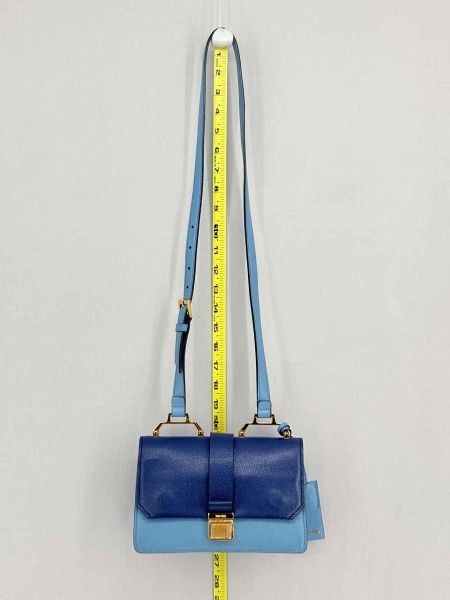 Pre - loved MIU MIU Madras Blue Tapestry Shoulder Bag at Reems Closet