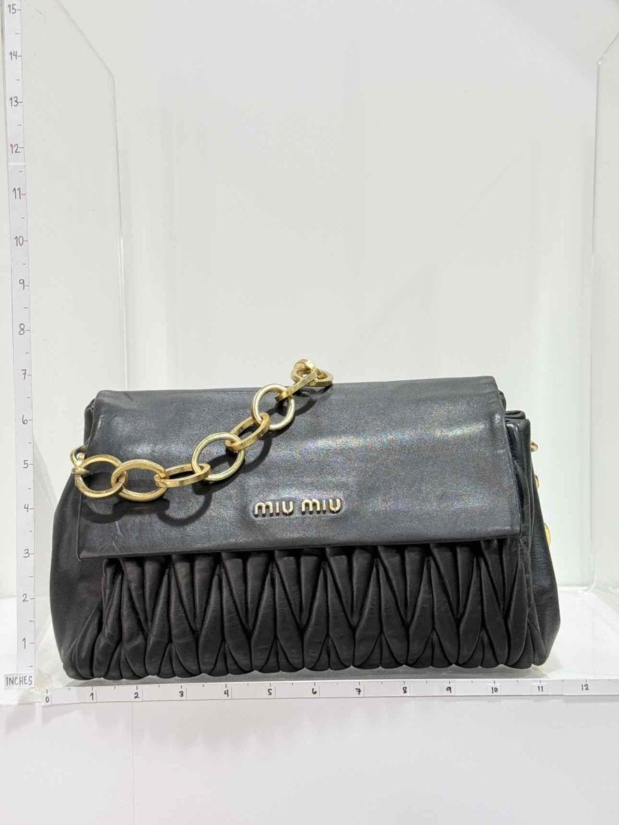 Pre - loved MIU MIU Matelasse Black Shoulder Bag at Reems Closet