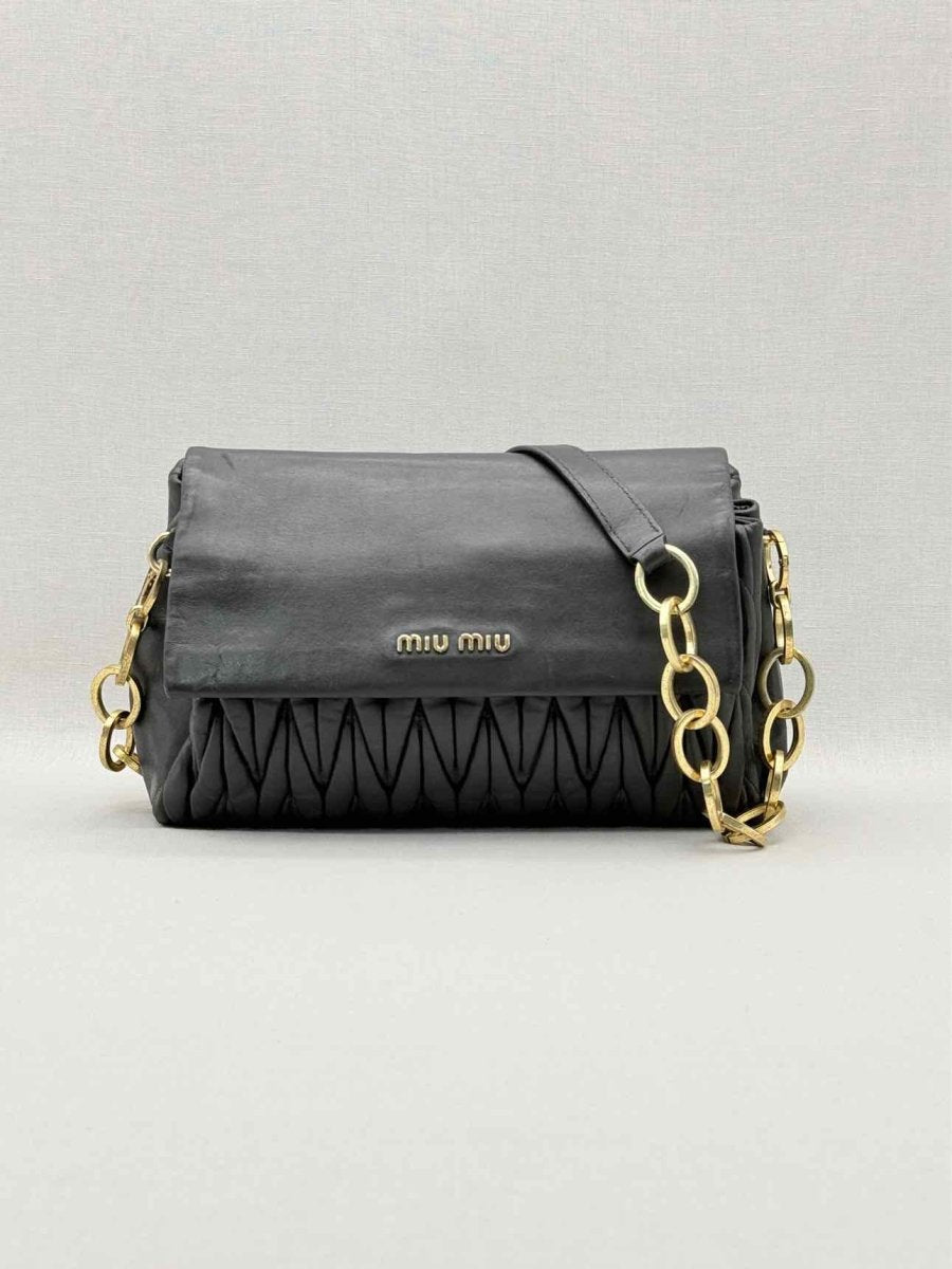Pre - loved MIU MIU Matelasse Black Shoulder Bag at Reems Closet