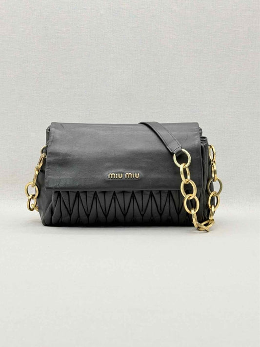 Pre - loved MIU MIU Matelasse Black Shoulder Bag at Reems Closet