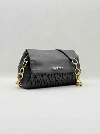 Pre - loved MIU MIU Matelasse Black Shoulder Bag at Reems Closet