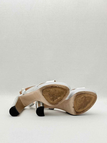 Pre - loved MIU MIU Metallic Silver Size EU 40 Platform Sandals at Reems Closet