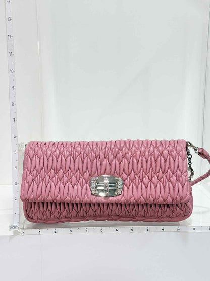 Pre-loved MIU MIU Nappa Crystal Pink Matelasse Shoulder Bag at Reems Closet