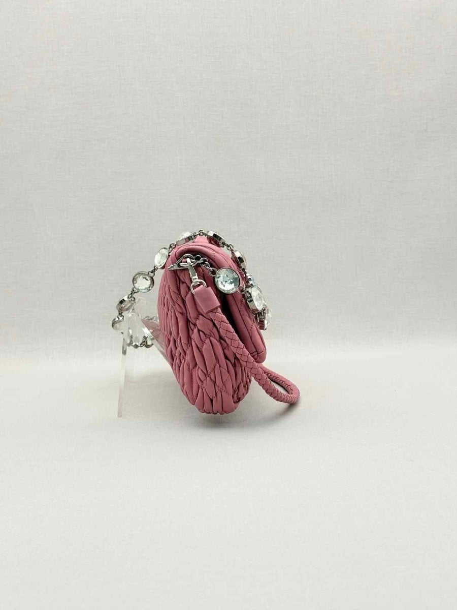 Pre-loved MIU MIU Nappa Crystal Pink Matelasse Shoulder Bag at Reems Closet
