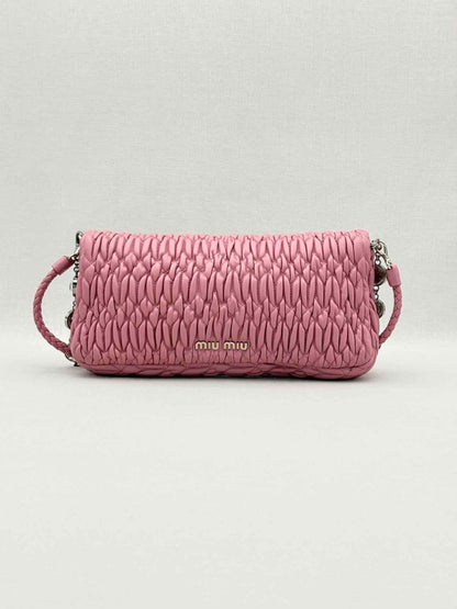 Pre-loved MIU MIU Nappa Crystal Pink Matelasse Shoulder Bag at Reems Closet