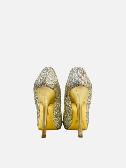 Pre - loved MIU MIU Silver Glitter Pumps at Reems Closet