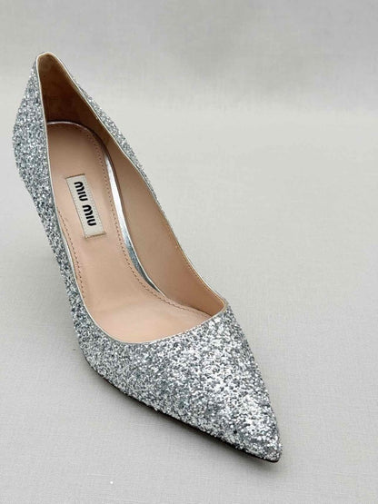 Pre - loved MIU MIU Stiletto Metallic Glitter Size EU 36 Pumps at Reems Closet