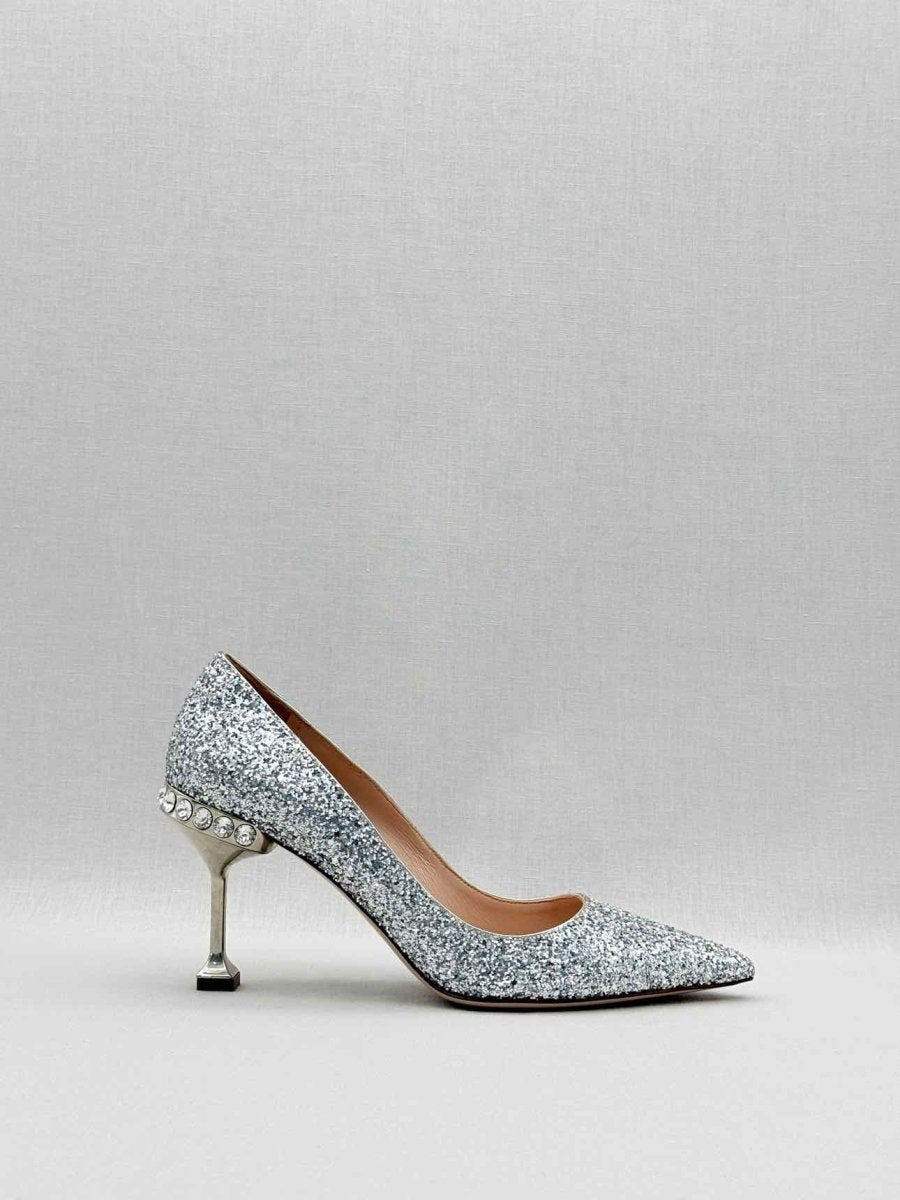 Pre - loved MIU MIU Stiletto Metallic Glitter Size EU 36 Pumps at Reems Closet