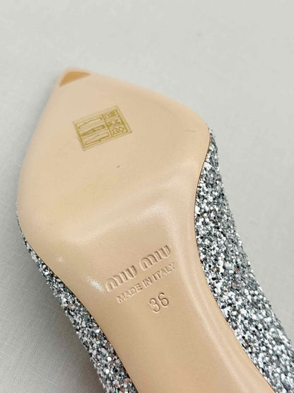 Pre - loved MIU MIU Stiletto Metallic Glitter Size EU 36 Pumps at Reems Closet