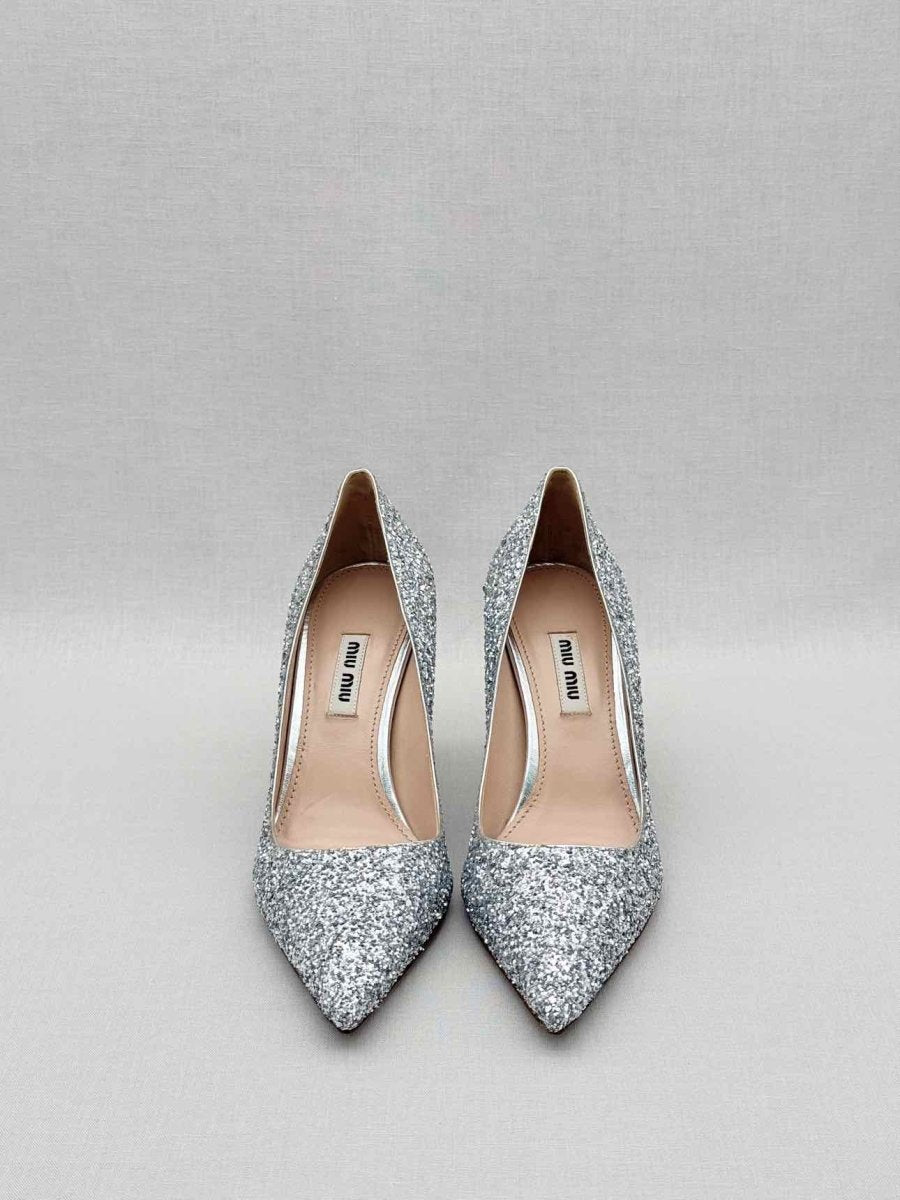 Pre - loved MIU MIU Stiletto Metallic Glitter Size EU 36 Pumps at Reems Closet