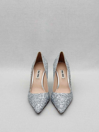Pre - loved MIU MIU Stiletto Metallic Glitter Size EU 36 Pumps at Reems Closet