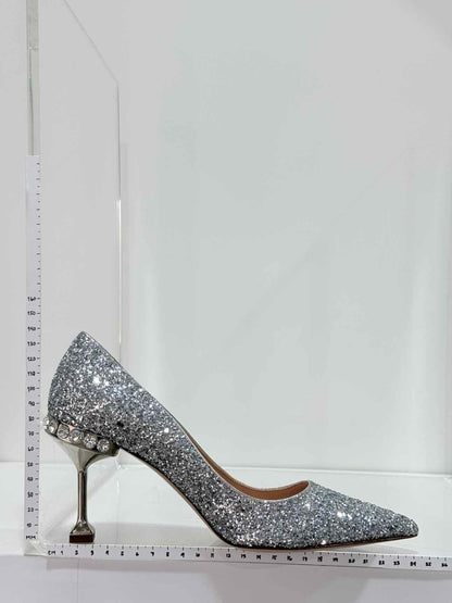 Pre - loved MIU MIU Stiletto Metallic Glitter Size EU 36 Pumps at Reems Closet