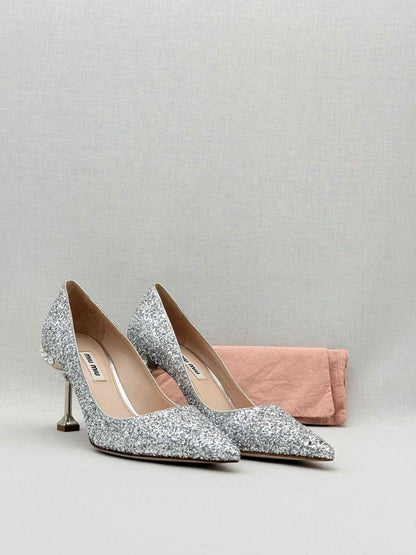 Pre - loved MIU MIU Stiletto Metallic Glitter Size EU 36 Pumps at Reems Closet