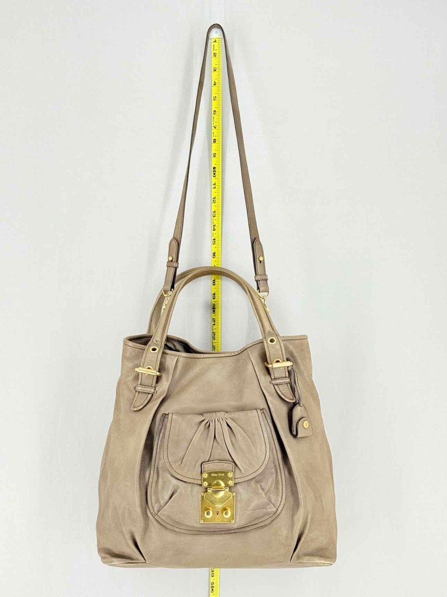Pre - loved MIU MIU Taupe Shoulder Bag at Reems Closet