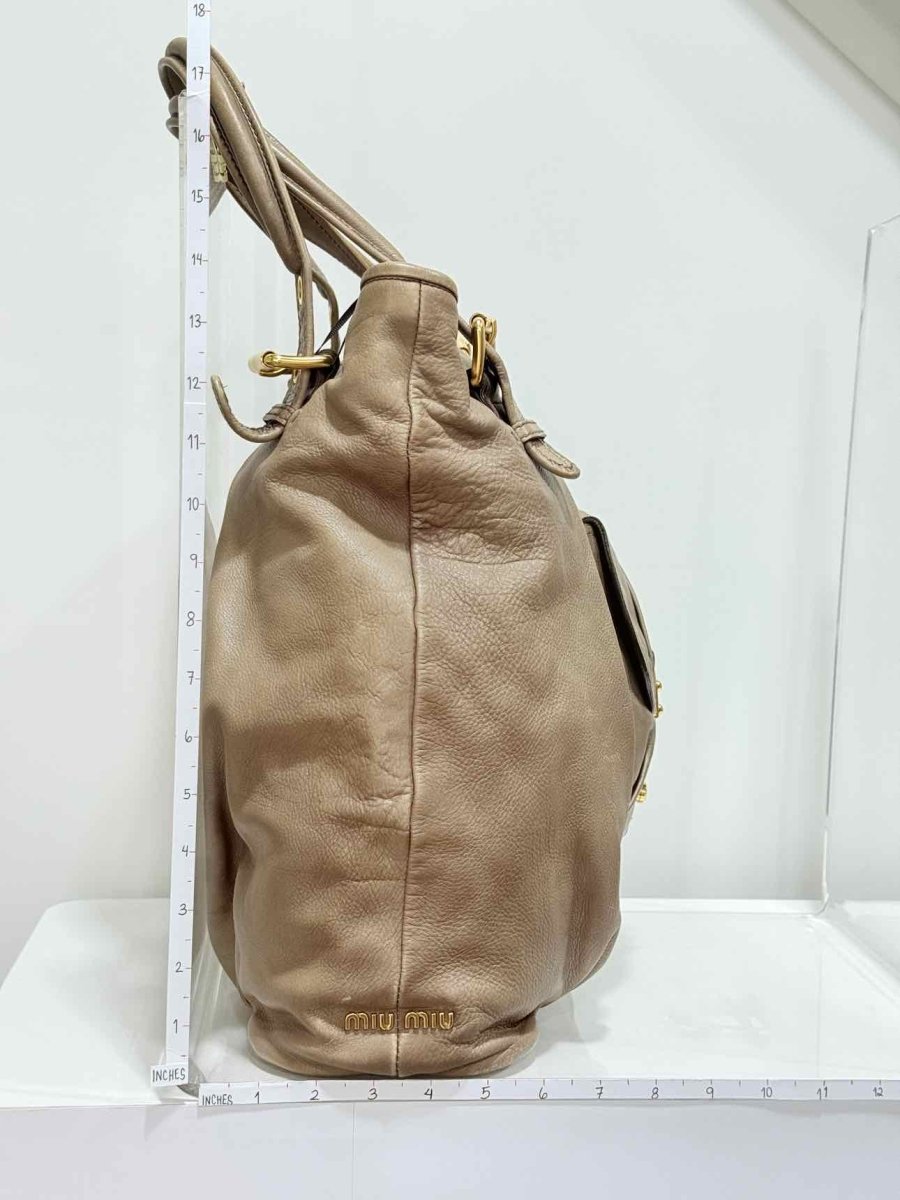 Pre - loved MIU MIU Taupe Shoulder Bag at Reems Closet