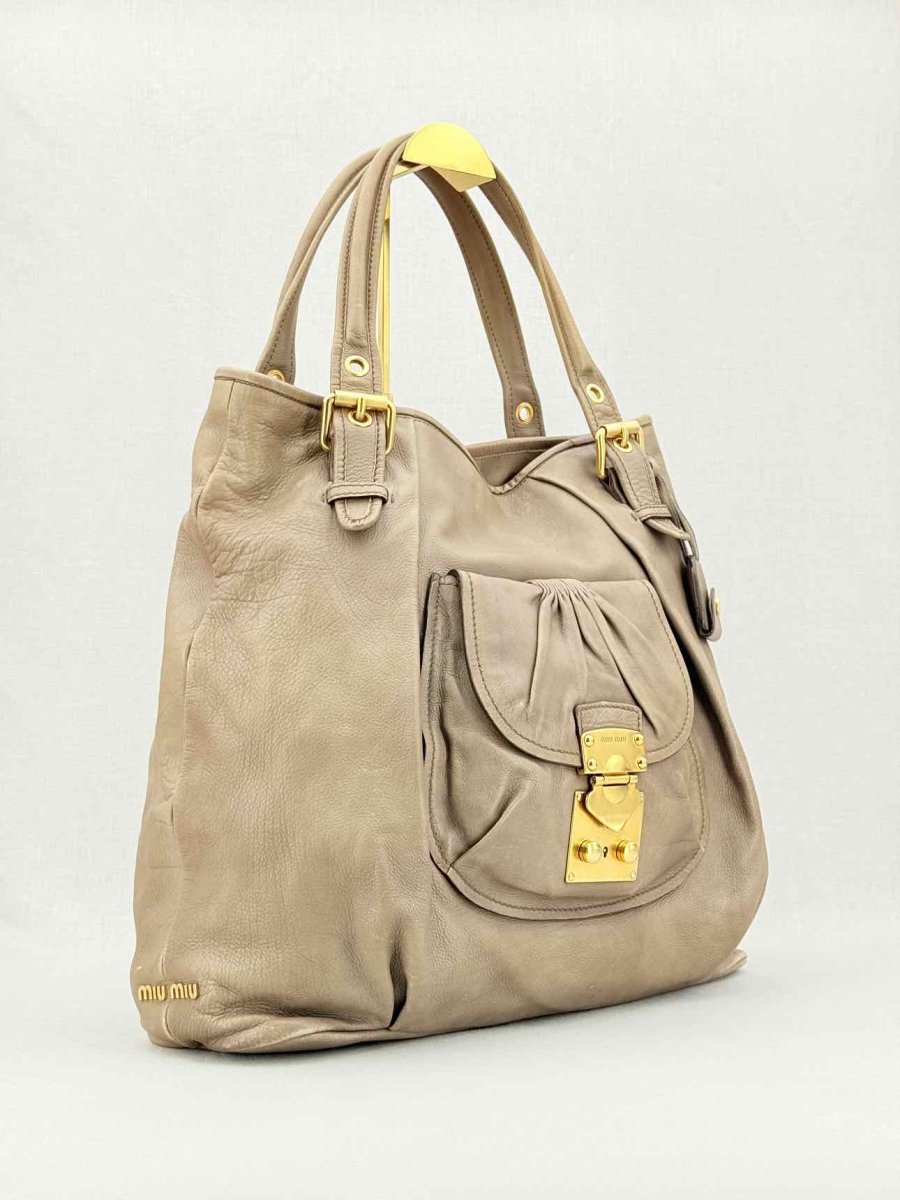 Pre - loved MIU MIU Taupe Shoulder Bag at Reems Closet