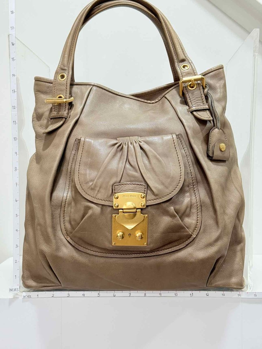 Pre - loved MIU MIU Taupe Shoulder Bag at Reems Closet