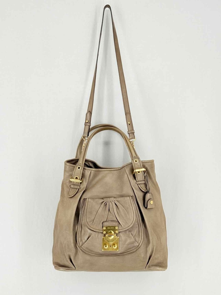 Pre - loved MIU MIU Taupe Shoulder Bag at Reems Closet