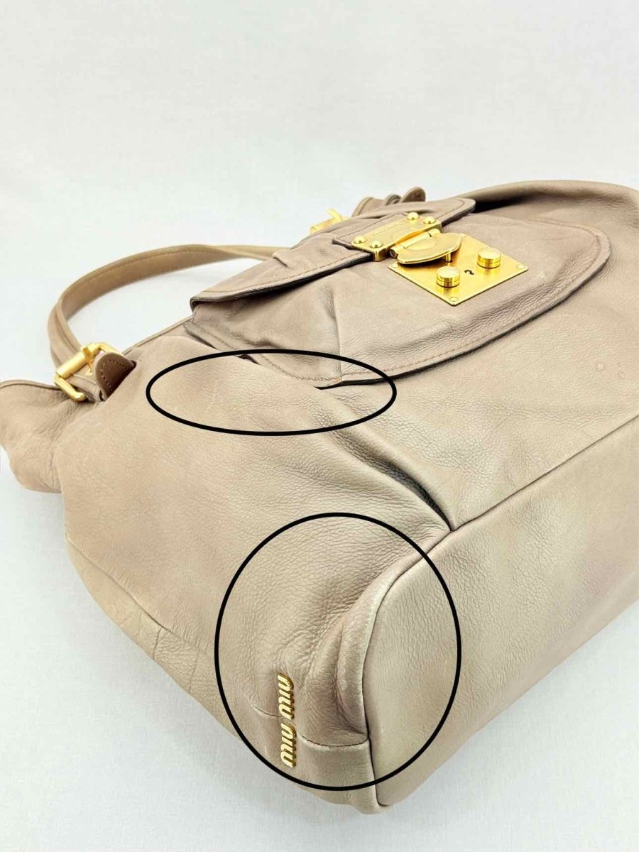 Pre - loved MIU MIU Taupe Shoulder Bag at Reems Closet