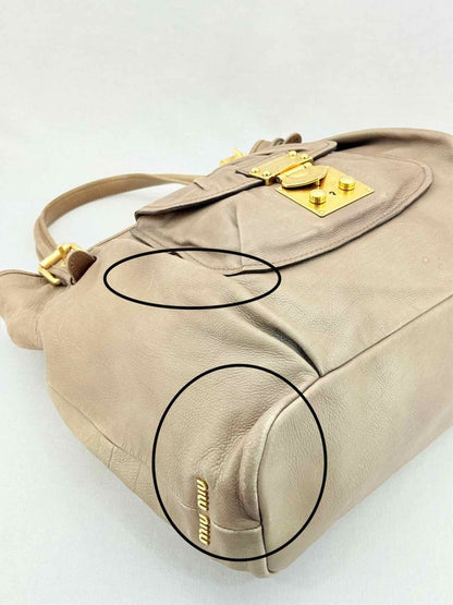 Pre - loved MIU MIU Taupe Shoulder Bag at Reems Closet