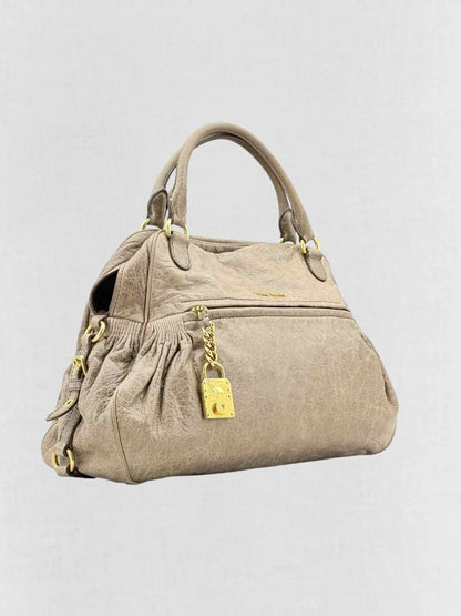 Pre - loved MIU MIU Taupe Top Handle at Reems Closet