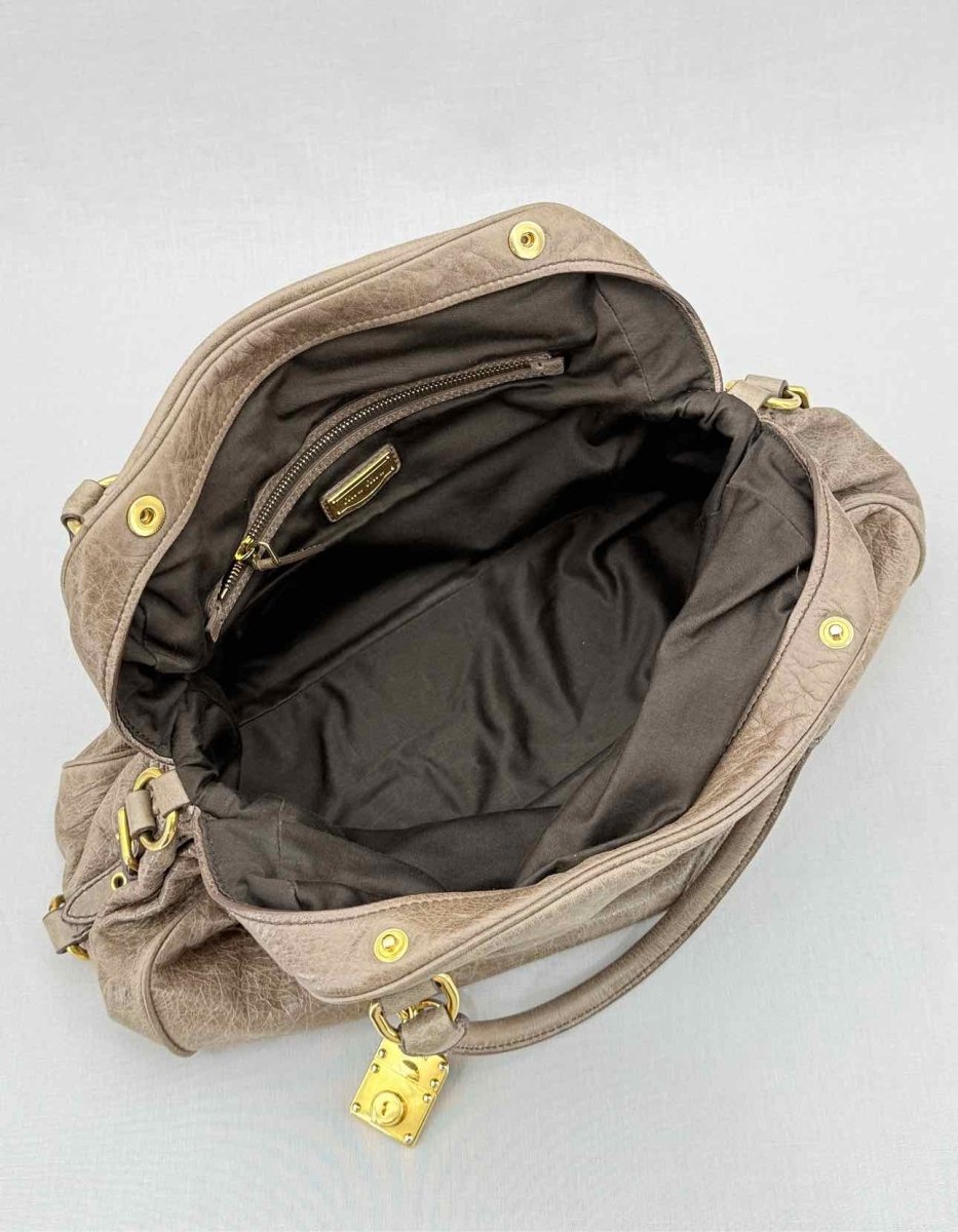 Pre - loved MIU MIU Taupe Top Handle at Reems Closet