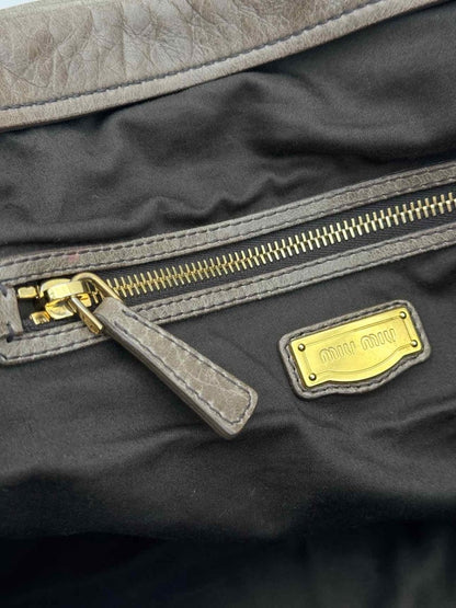 Pre - loved MIU MIU Taupe Top Handle at Reems Closet