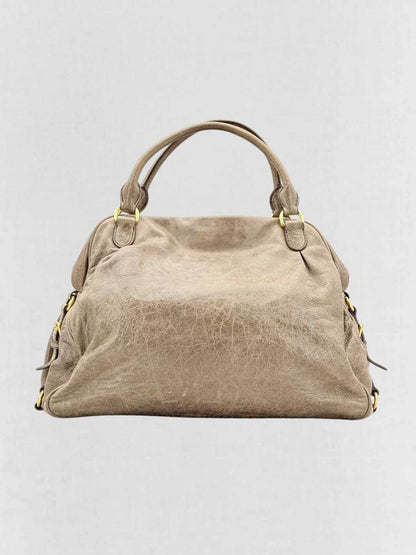 Pre - loved MIU MIU Taupe Top Handle at Reems Closet