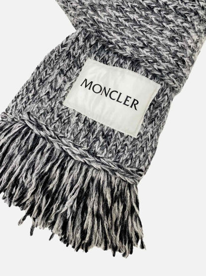 Pre - loved MONCLER Knitted Black & White Scarf at Reems Closet