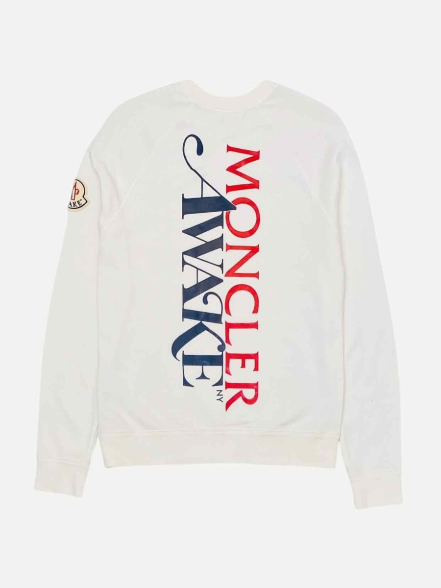 Pre - loved MONCLER White Printed Letters Long Sleeve Top at Reems Closet