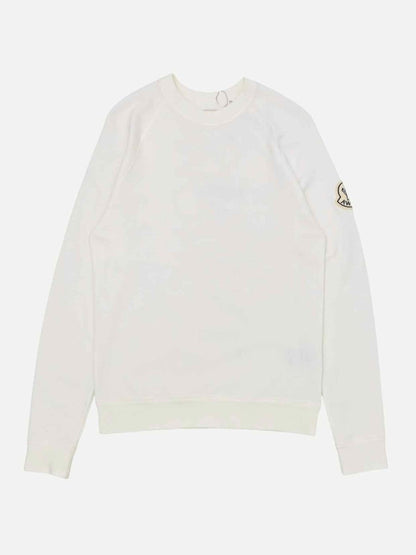 Pre - loved MONCLER White Printed Letters Long Sleeve Top at Reems Closet