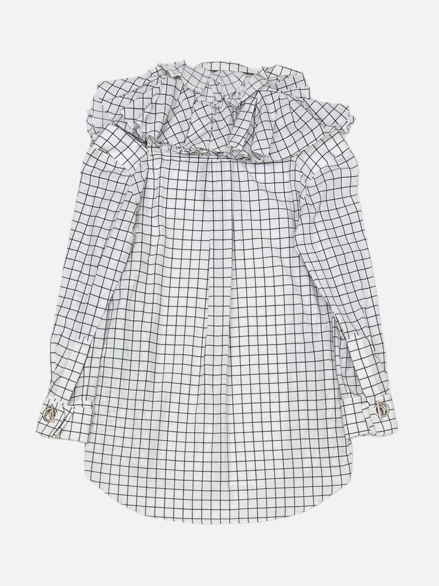 Pre - loved MONSE Cutout Sleeve White & Black Plaid Shirt at Reems Closet