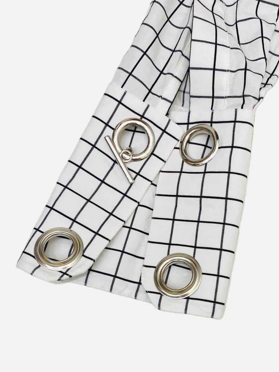 Pre - loved MONSE Cutout Sleeve White & Black Plaid Shirt at Reems Closet