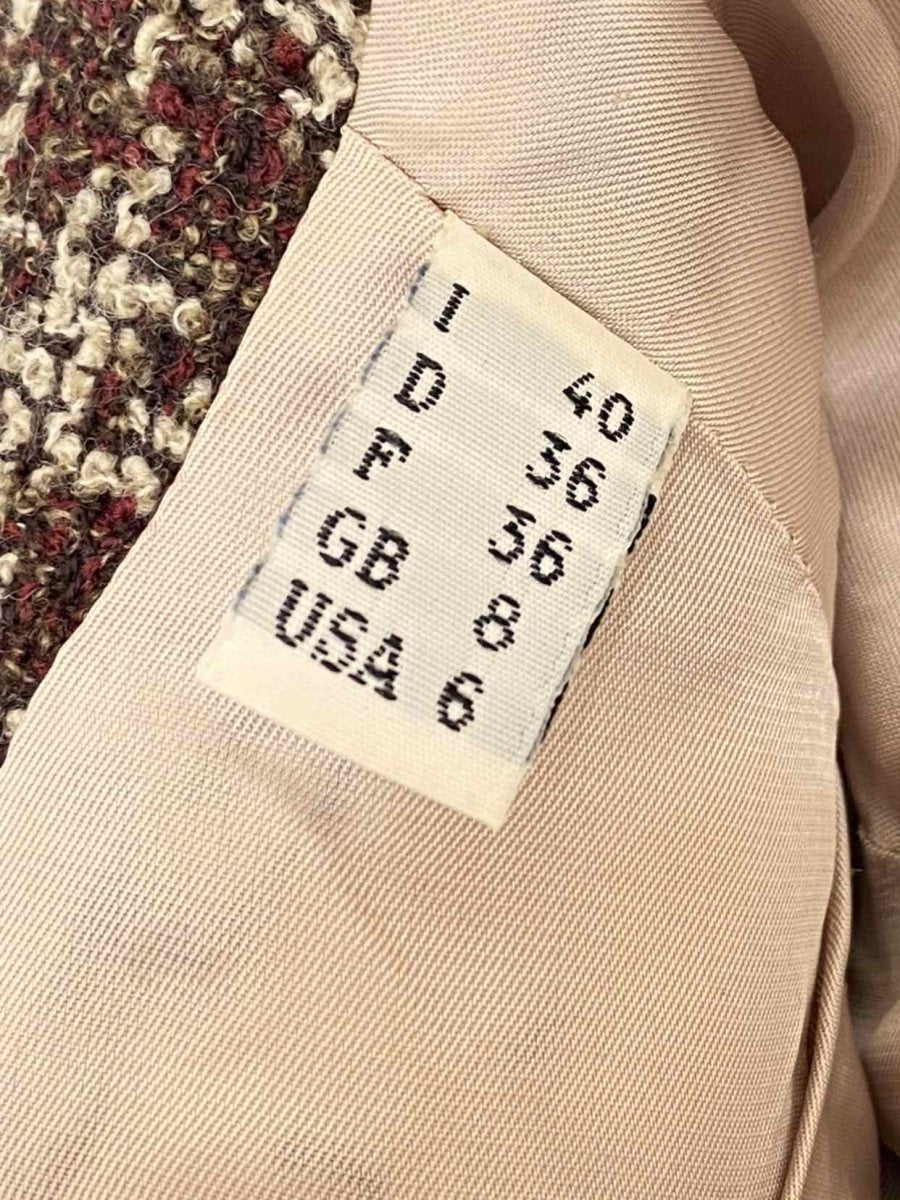 Pre - loved MOSCHINO Cropped Beige & Brown Tweed Jacket at Reems Closet