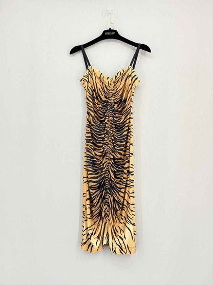 Pre - loved MOSCHINO JEANS Gold & Black Size US 2 Short Dress at Reems Closet