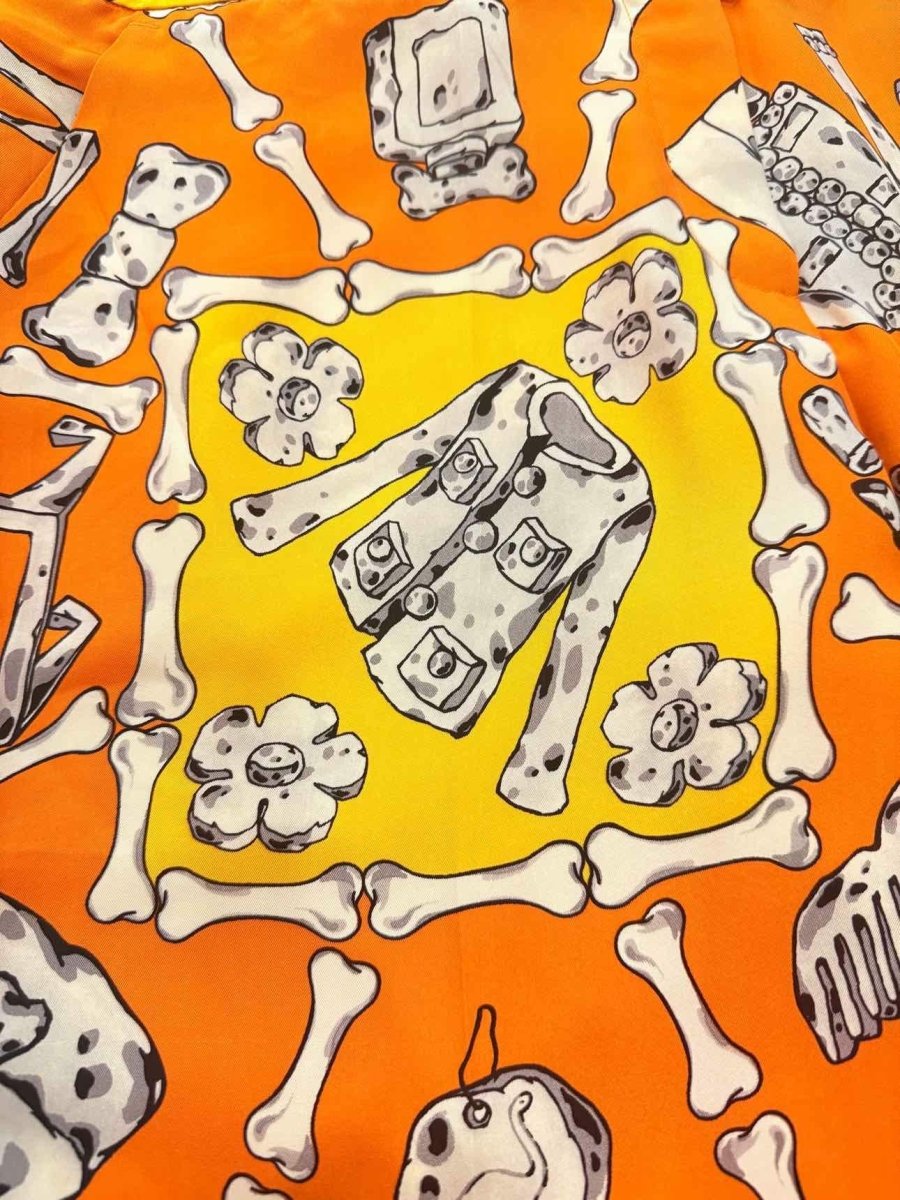 Pre - loved MOSCHINO Orange Multicolor Motif Print Size US 14 Pants at Reems Closet