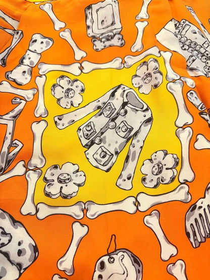 Pre - loved MOSCHINO Orange Multicolor Motif Print Size US 14 Pants at Reems Closet