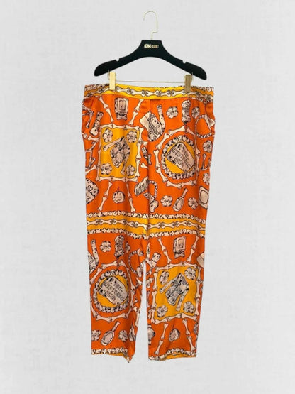 Pre - loved MOSCHINO Orange Multicolor Motif Print Size US 14 Pants at Reems Closet
