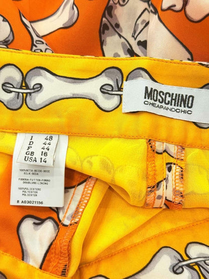 Pre - loved MOSCHINO Orange Multicolor Motif Print Size US 14 Pants at Reems Closet