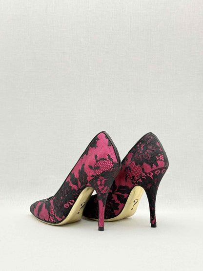 Pre - loved MOSCHINO Pink & Black Lace Size EU 38 Pumps at Reems Closet
