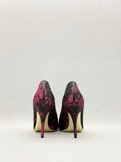 Pre - loved MOSCHINO Pink & Black Lace Size EU 38 Pumps at Reems Closet
