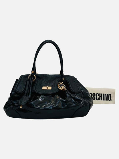 Pre - loved MOSCHINO Two Tone Black Shoulder Bag at Reems Closet