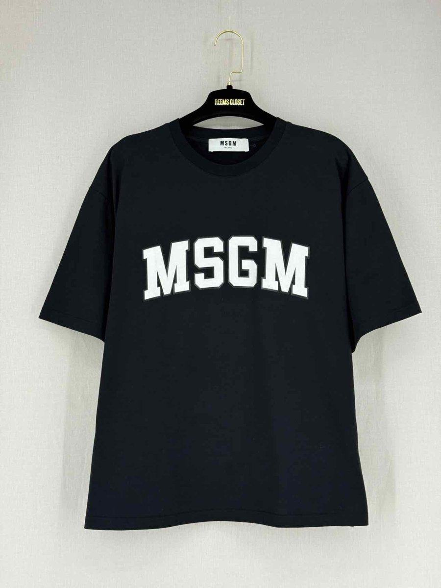 Pre - loved MSGM Black Logo Print Size XLarge T-shirt at Reems Closet
