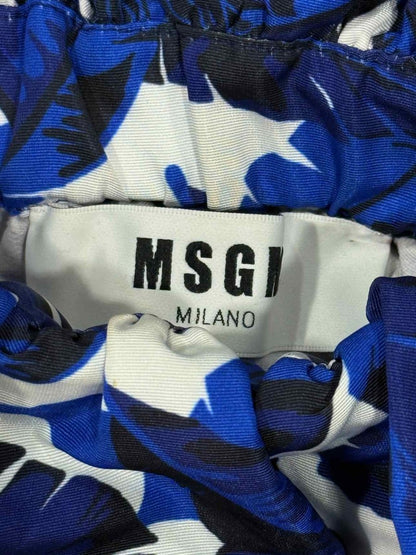 Pre - loved MSGM Blue Multicolor Printed Top US2 at Reems Closet