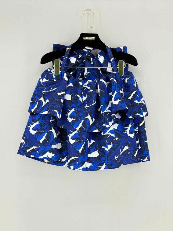 Pre - loved MSGM Blue Multicolor Printed Top US2 at Reems Closet