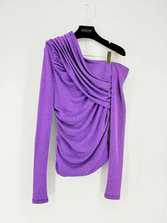 Pre - loved MSGM Purple Lurex Size US 8 Top at Reems Closet