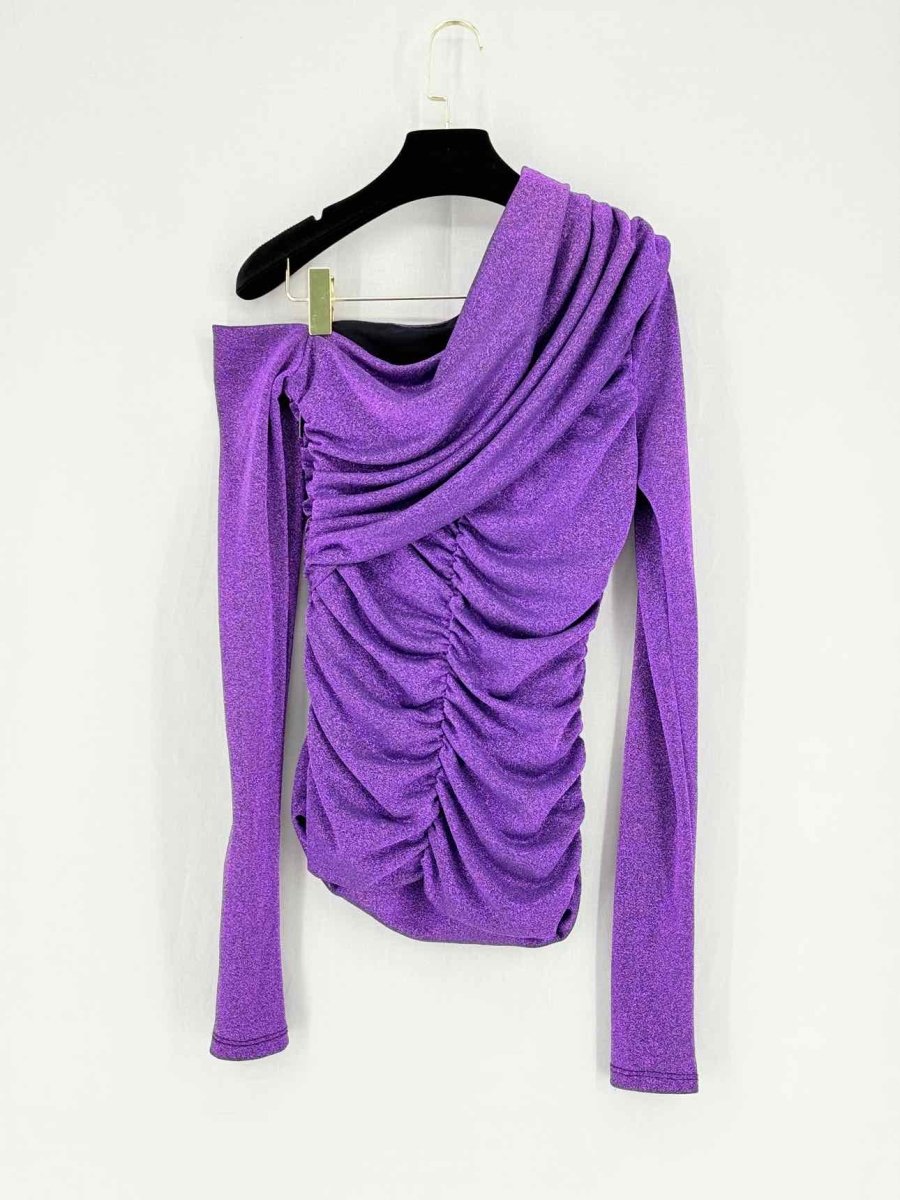 Pre - loved MSGM Purple Lurex Size US 8 Top at Reems Closet