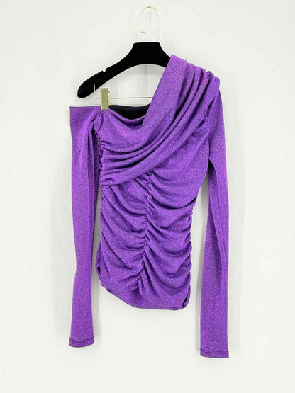 Pre - loved MSGM Purple Lurex Size US 8 Top at Reems Closet
