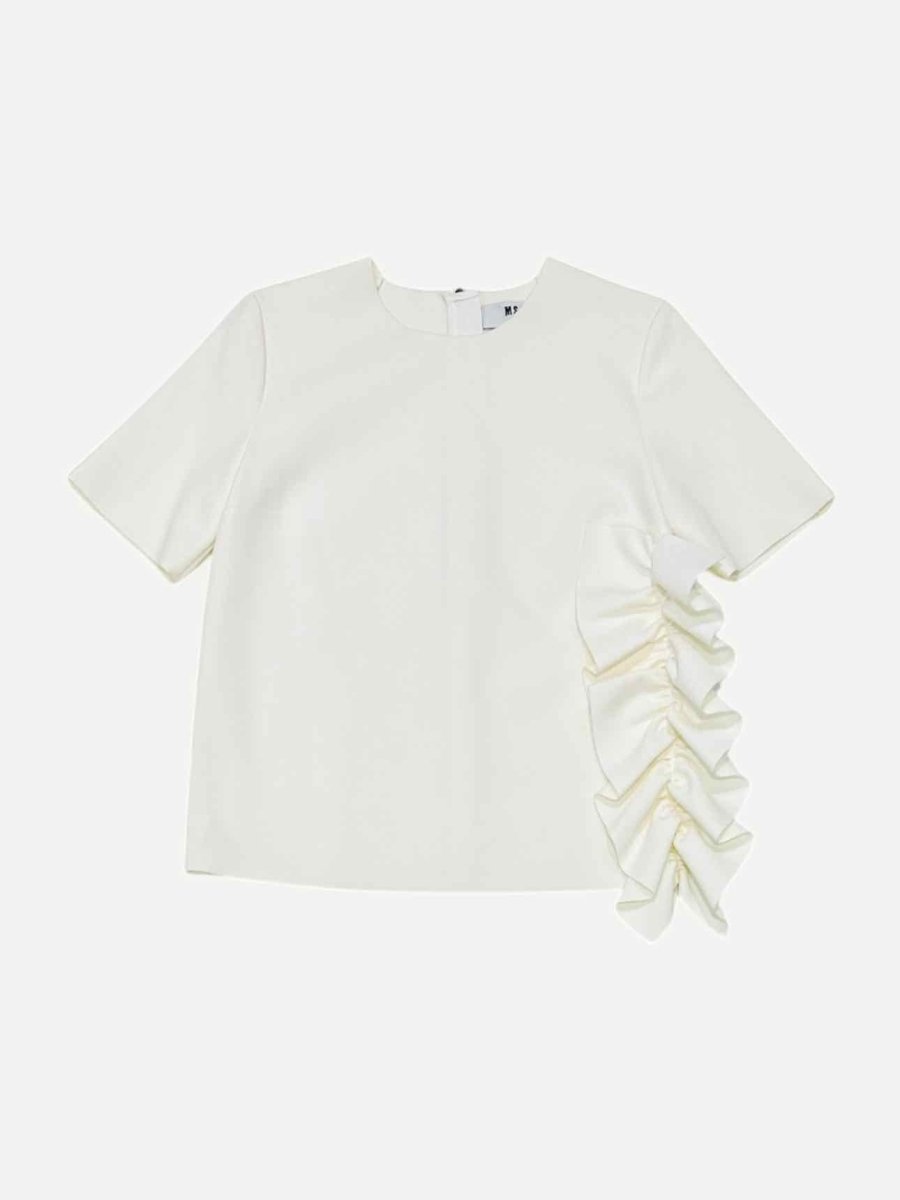 Pre - loved MSGM Short Sleeve Off - white Blouse at Reems Closet